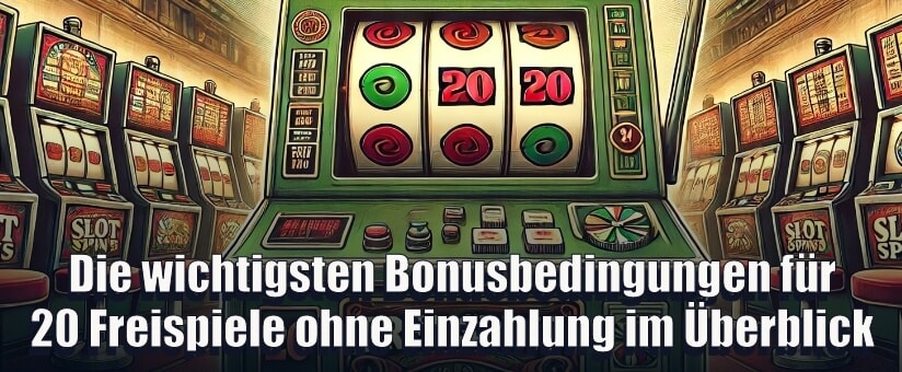 Die wichtigsten Bonusbedingungen für 20 Freispiele ohne Einzahlung im Überblick