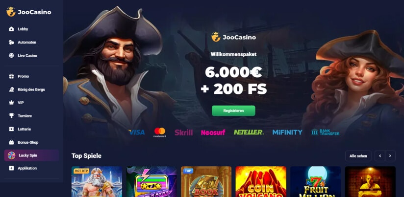 joo casino desktop screenshot