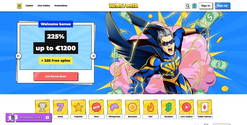 winstoria casino desktop screenshot