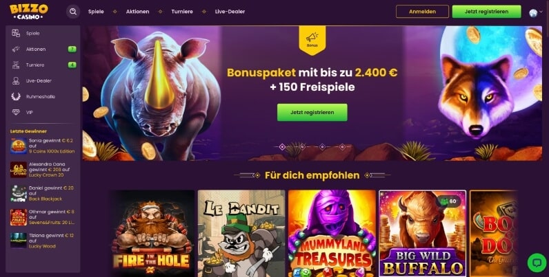 bizzo casino bonus