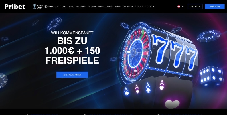 pribet casino desktop screenshot