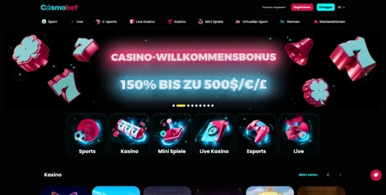 cosmobet casino desktop