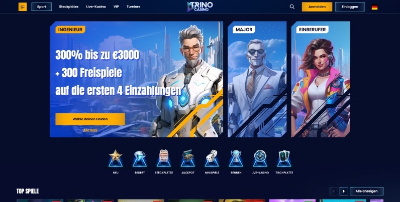 trino casino desktop screenshot