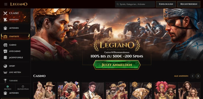 legiano casino destkop screenshot