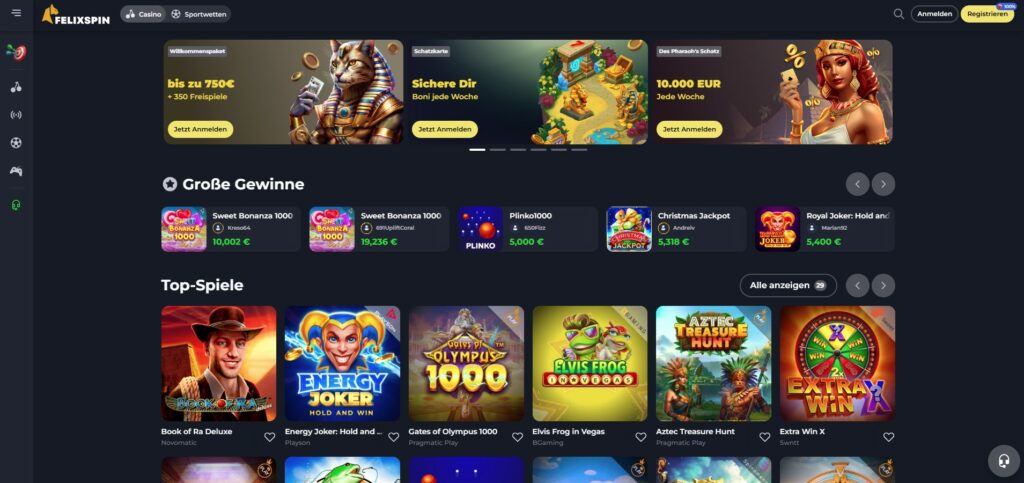 Felixspin Casino Homepage